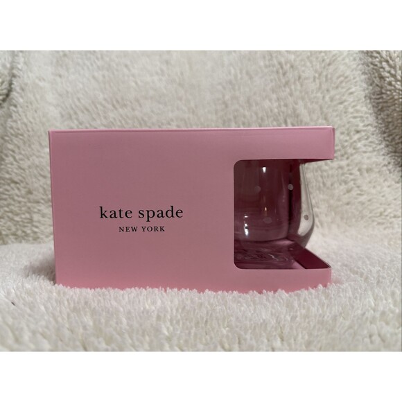 Lenox Kate Spade Larabee Dot Stemless Wine Glasses 12 oz,‎ Set of 4. - Picture 1 of 4